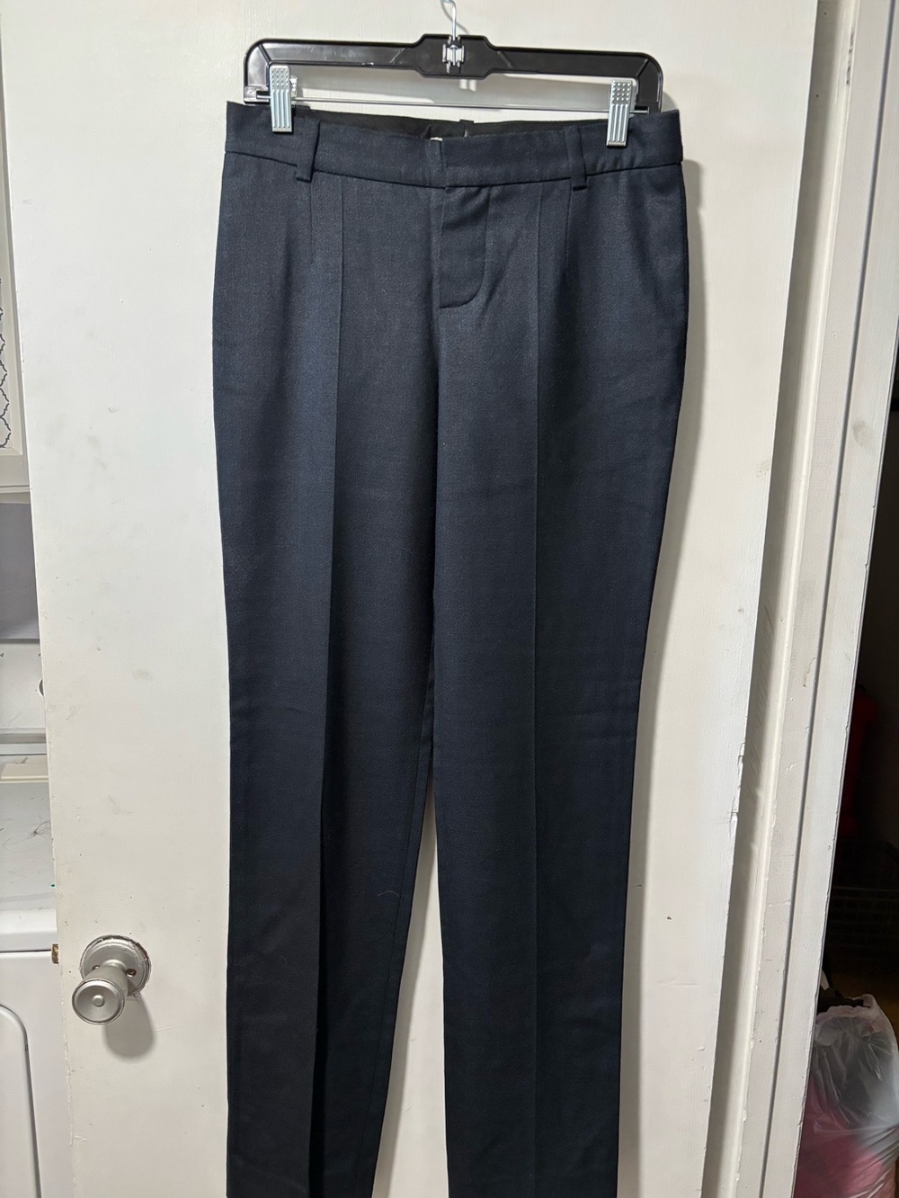 Chloe Wool Silk Pleated Trousers Pant France Vtg Sz US 4 FR T 36 Navy Dark Gray